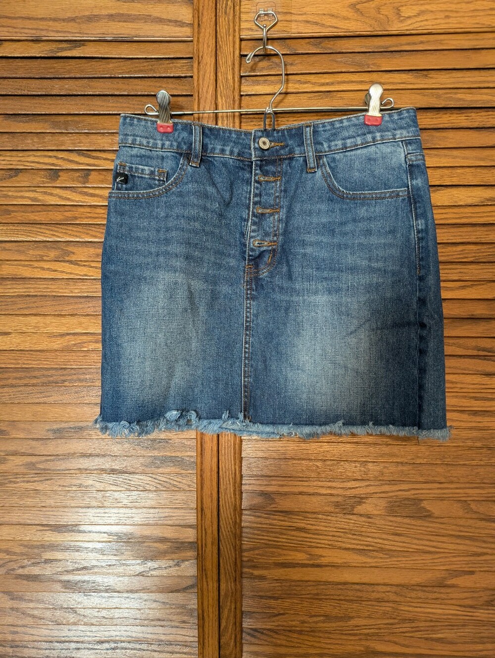 Kancan Button Fly Denim Mini Jean Skirt Size Medium